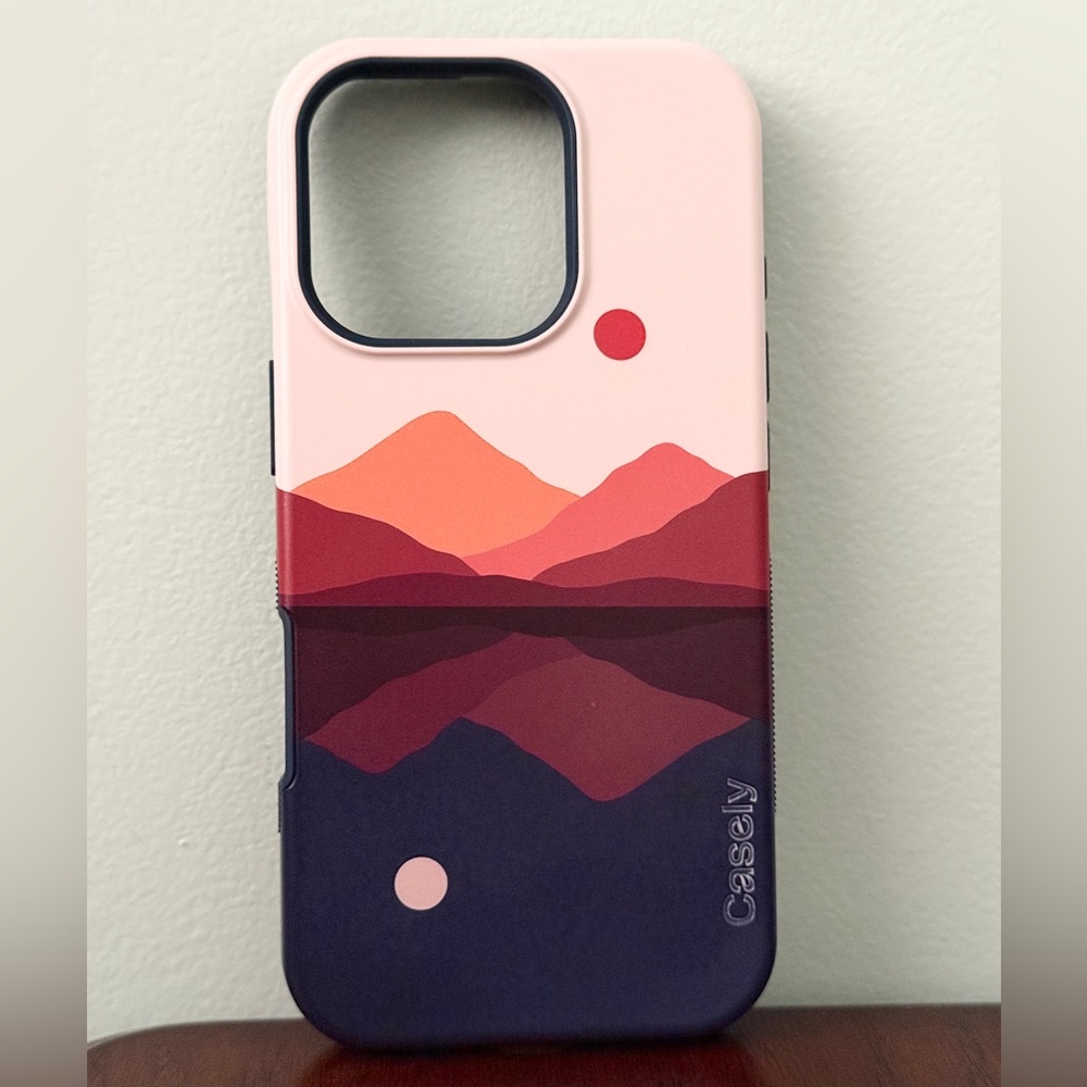 iPhone 16 Pro - Casely Pink and Red Mountain Design Phone Case
